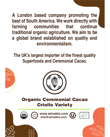 Organic Ceremonial Cacao, 500g From The Ashaninka, Matsigenga and Farmers Located in The Central Rainforest of Peru.