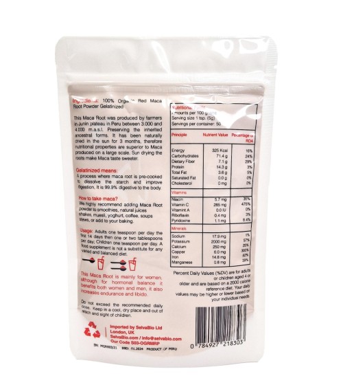 Organic Gelatinized Red Maca Root Powder