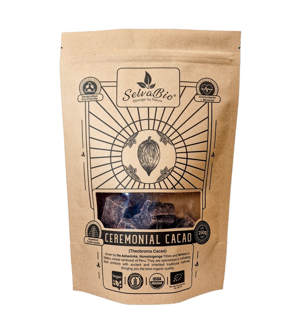 Organic Ceremonial Cacao, 500g From The Ashaninka, Nomatsigenga and Farmers Located in The Central Rainforest of Peru.