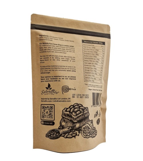 Organic Ceremonial Cacao, 500g From The Ashaninka, Matsigenga and Farmers Located in The Central Rainforest of Peru.