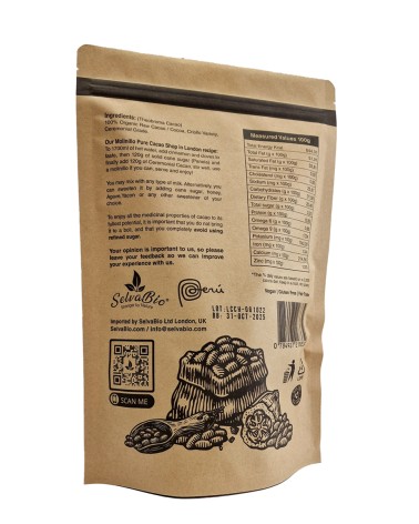 Organic Ceremonial Cacao, 500g From The Ashaninka, Matsigenga and Farmers Located in The Central Rainforest of Peru.