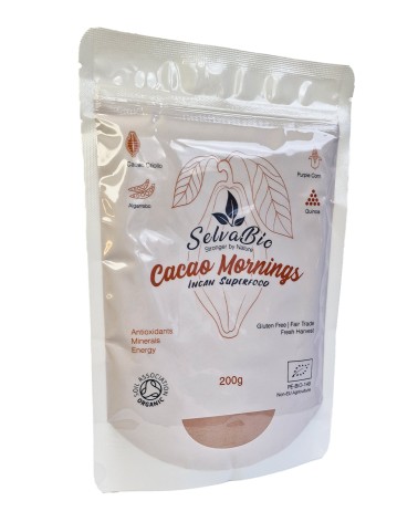 SelvaBio Cacao Mornings, Mezcla Orgánica Cruda, en Polvo