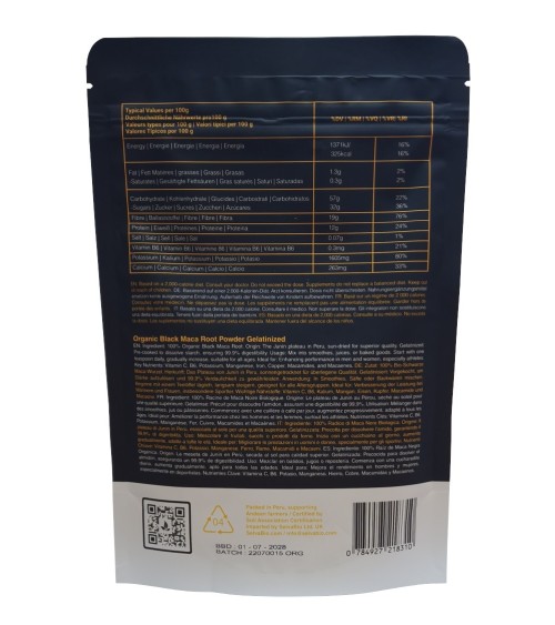 Organic Black Maca Root Powder Gelatinized
