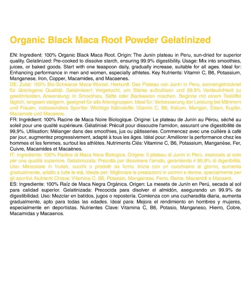 Organic Black Maca Root Powder Gelatinized