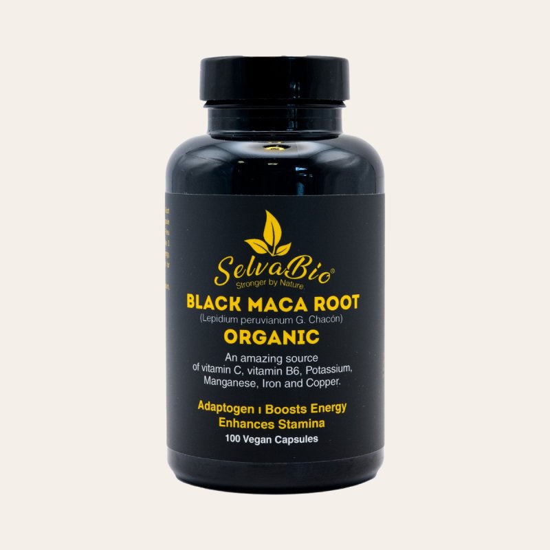 Cápsulas de Raíz Maca Negra Gelatinizada Orgánica - Veganas