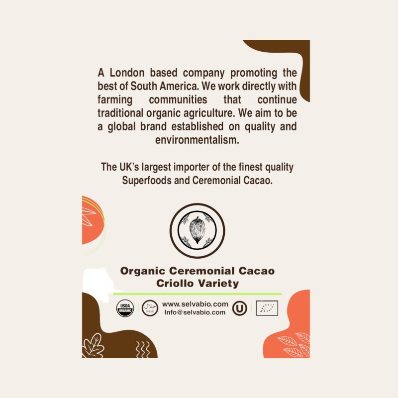 Cacao Ceremonial Orgánico, 500g, de la Tribu Ashaninka en Perú