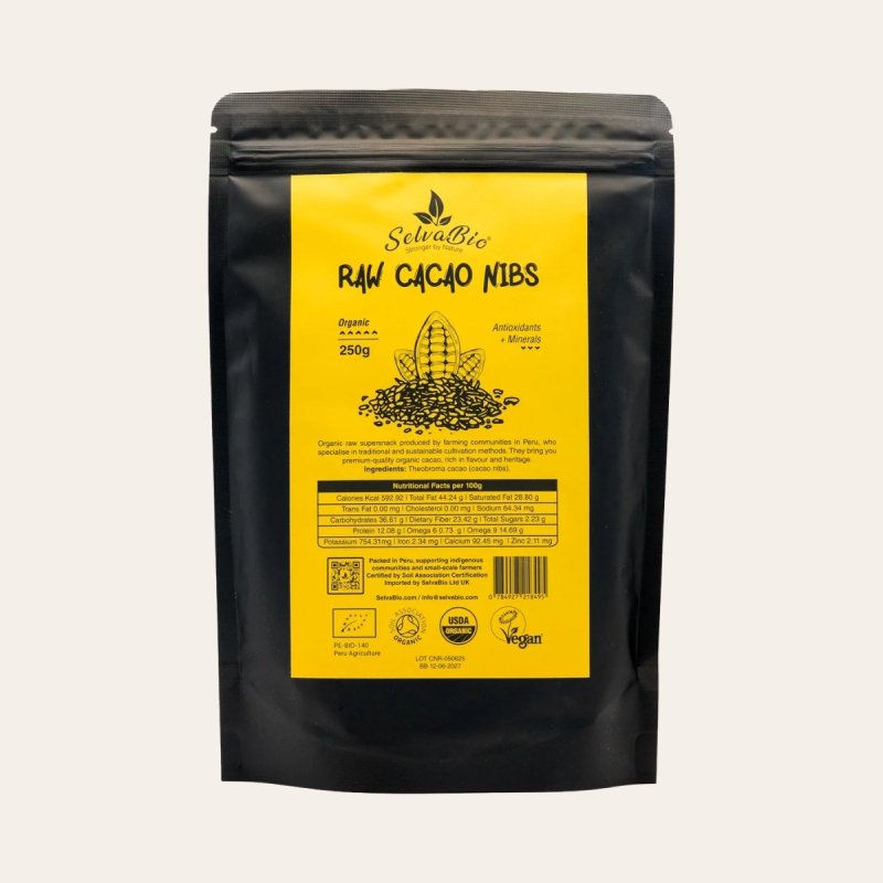 Organic Raw Cacao Nibs - Criollo Variety - From Peru - 250g