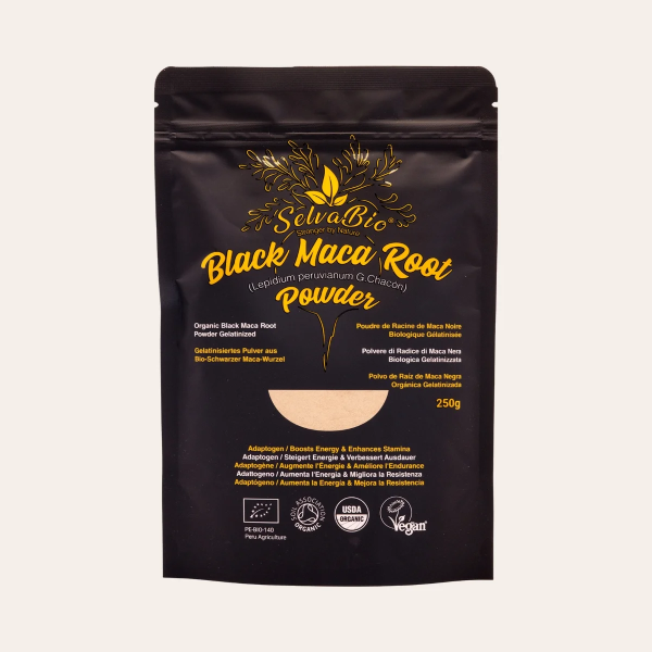 Black Maca Root Powder Gelatinized - Vegan - 250g - From Peru