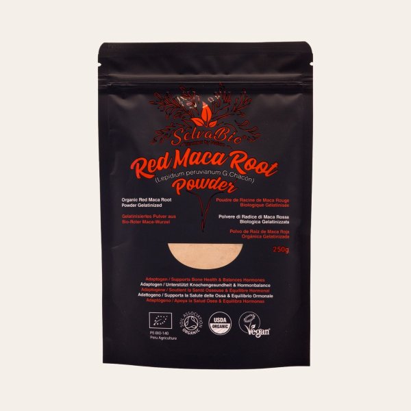 Raíz de Maca Roja Orgánica en Polvo Gelatinizado - Vegana - 250g - From Peru
